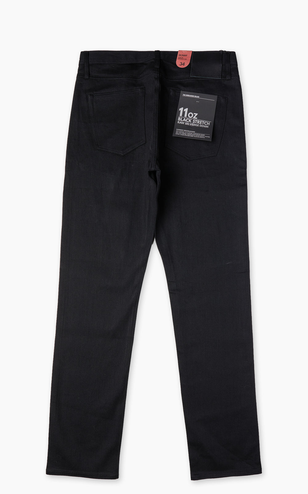 The Unbranded Brand UB144 Skinny Fit Solid Black Stretch Selvedge Denim 11oz