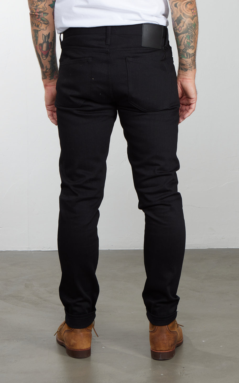 The Unbranded Brand UB144 Skinny Fit Solid Black Stretch Selvedge Denim 11oz