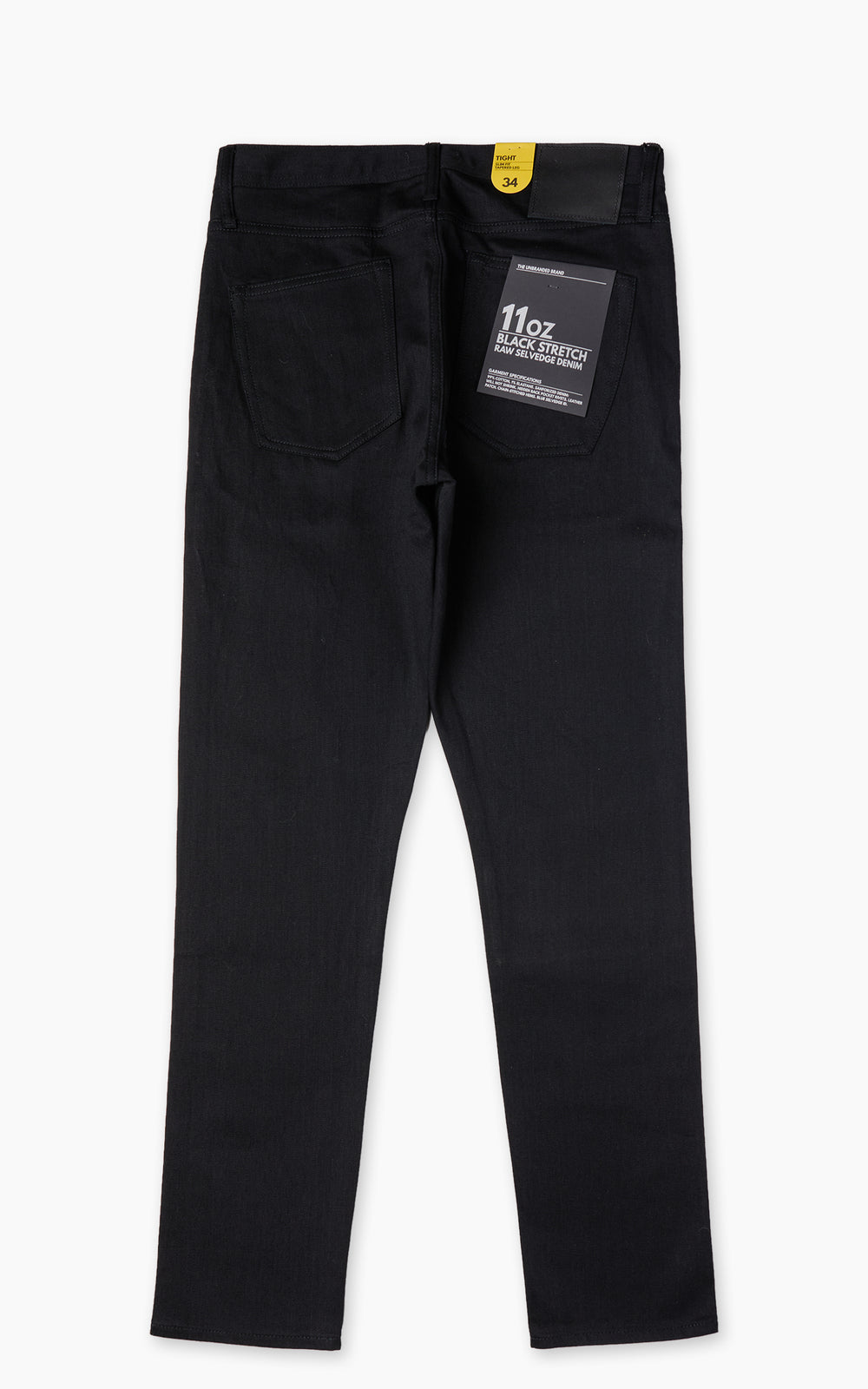The Unbranded Brand UB444 Tight Fit Solid Black Stretch Selvedge Denim 11oz