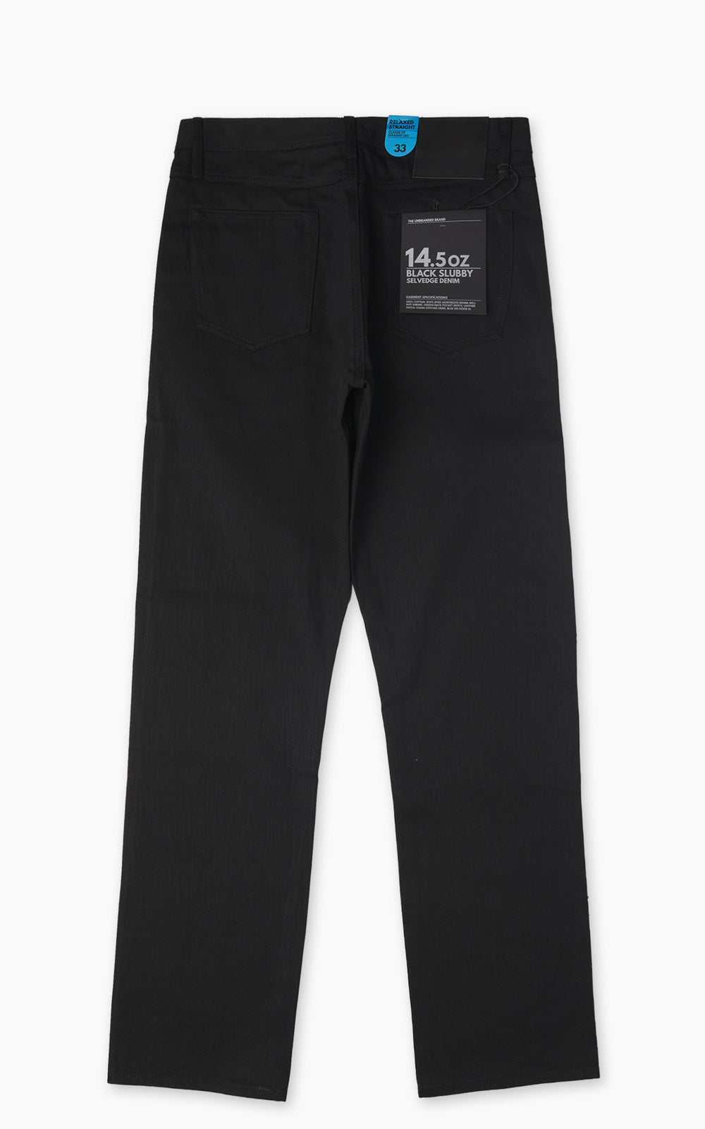 The Unbranded Brand UB848 Relaxed Straight Fit Slubby Black Selvedge 14.5oz
