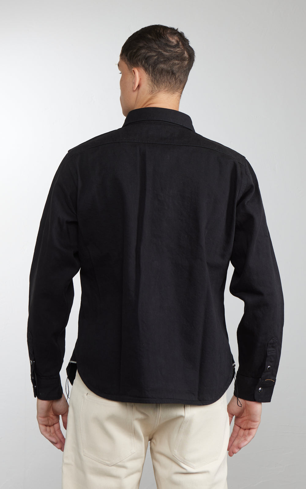 The Unbranded Brand UBS433 Work Shirt Solid Black Selvedge 12oz