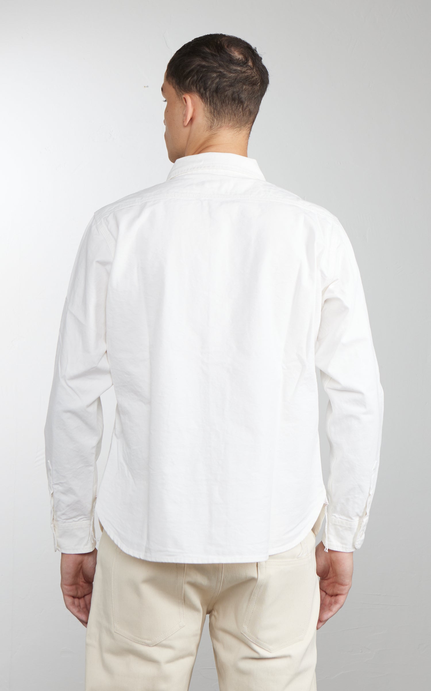 The Unbranded Brand UBS434 Work Shirt Oxford Selvedge White 9oz