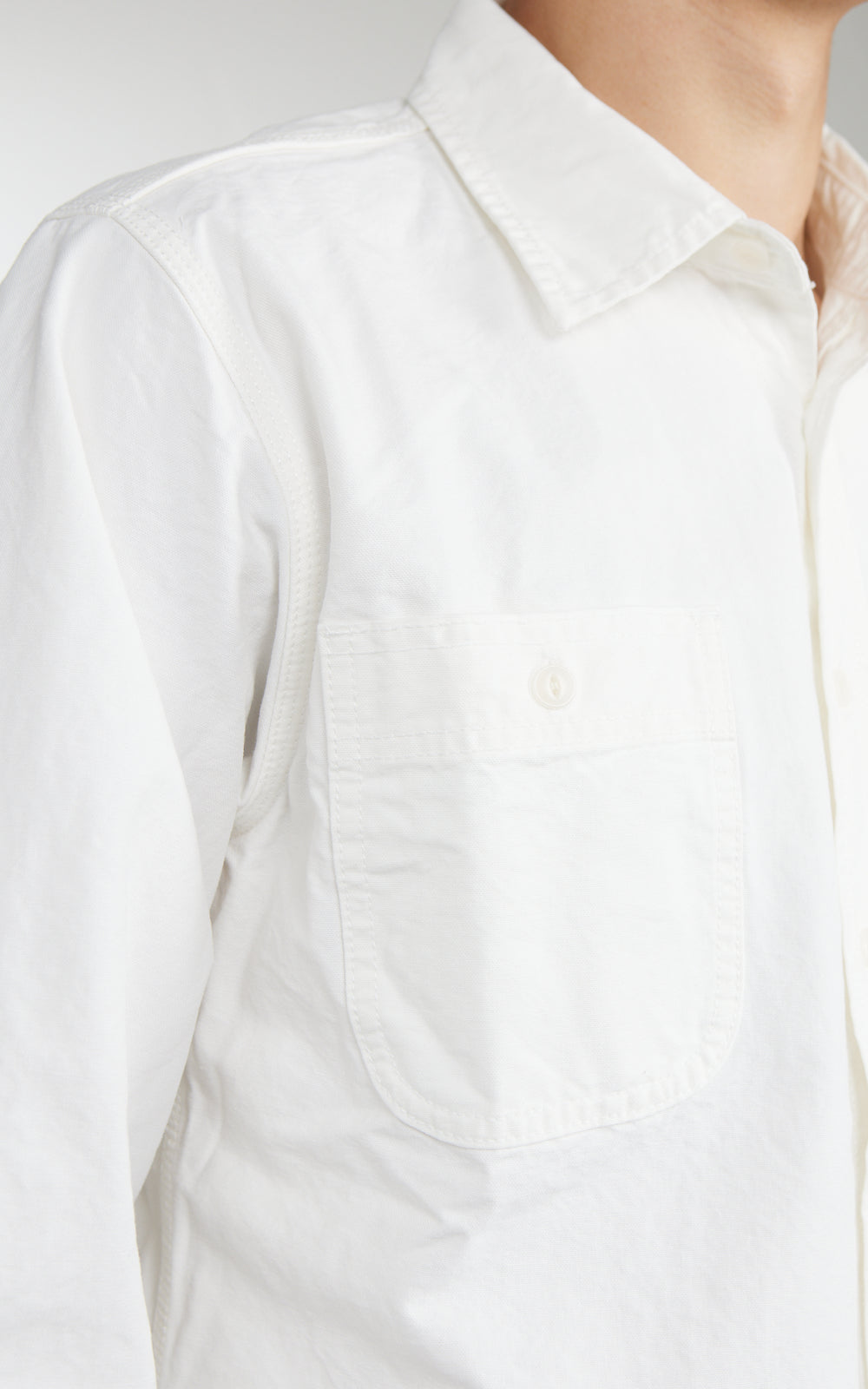 The Unbranded Brand UBS434 Work Shirt Oxford Selvedge White 9oz