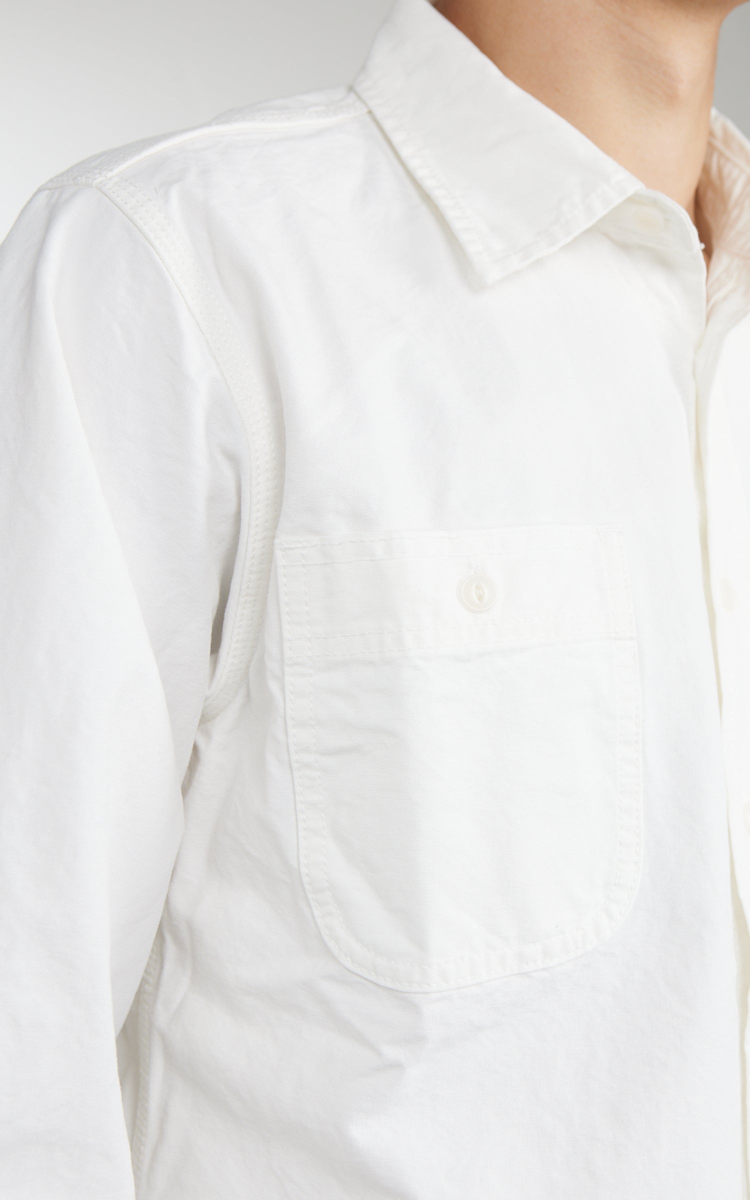 The Unbranded Brand UBS434 Work Shirt Oxford Selvedge White 9oz