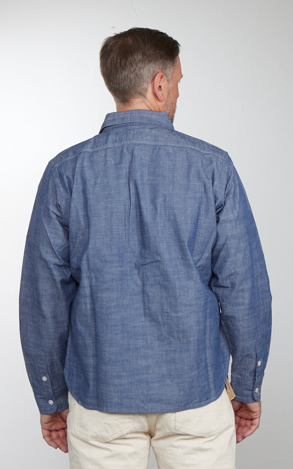 The Unbranded Brand UBS435 Work Shirt Selvedge Chambray Blue 8.2oz