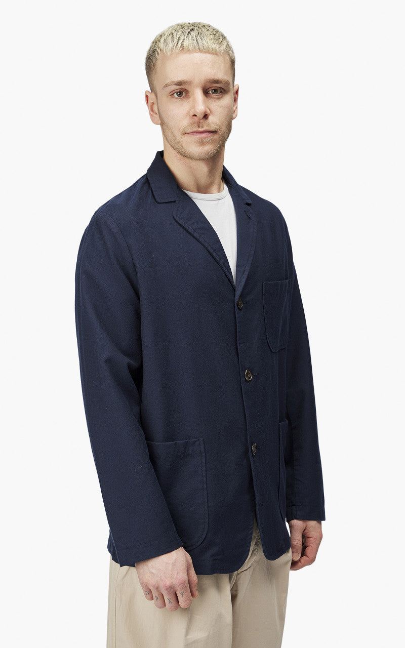 Universal Works Three Button Jacket Cotton Mix Suiting Navy
