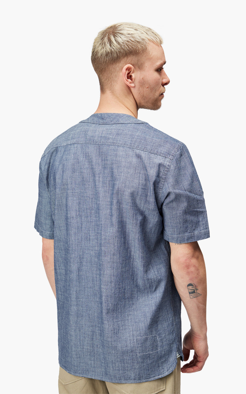 Universal Works S/S V Neck Overshirt Chambray Indigo