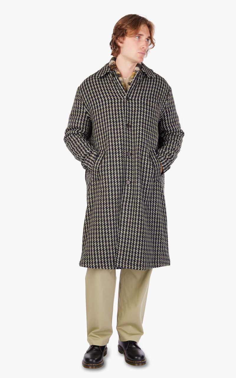 Universal Works Long Swing Overcoat Cortina Tweed Olive