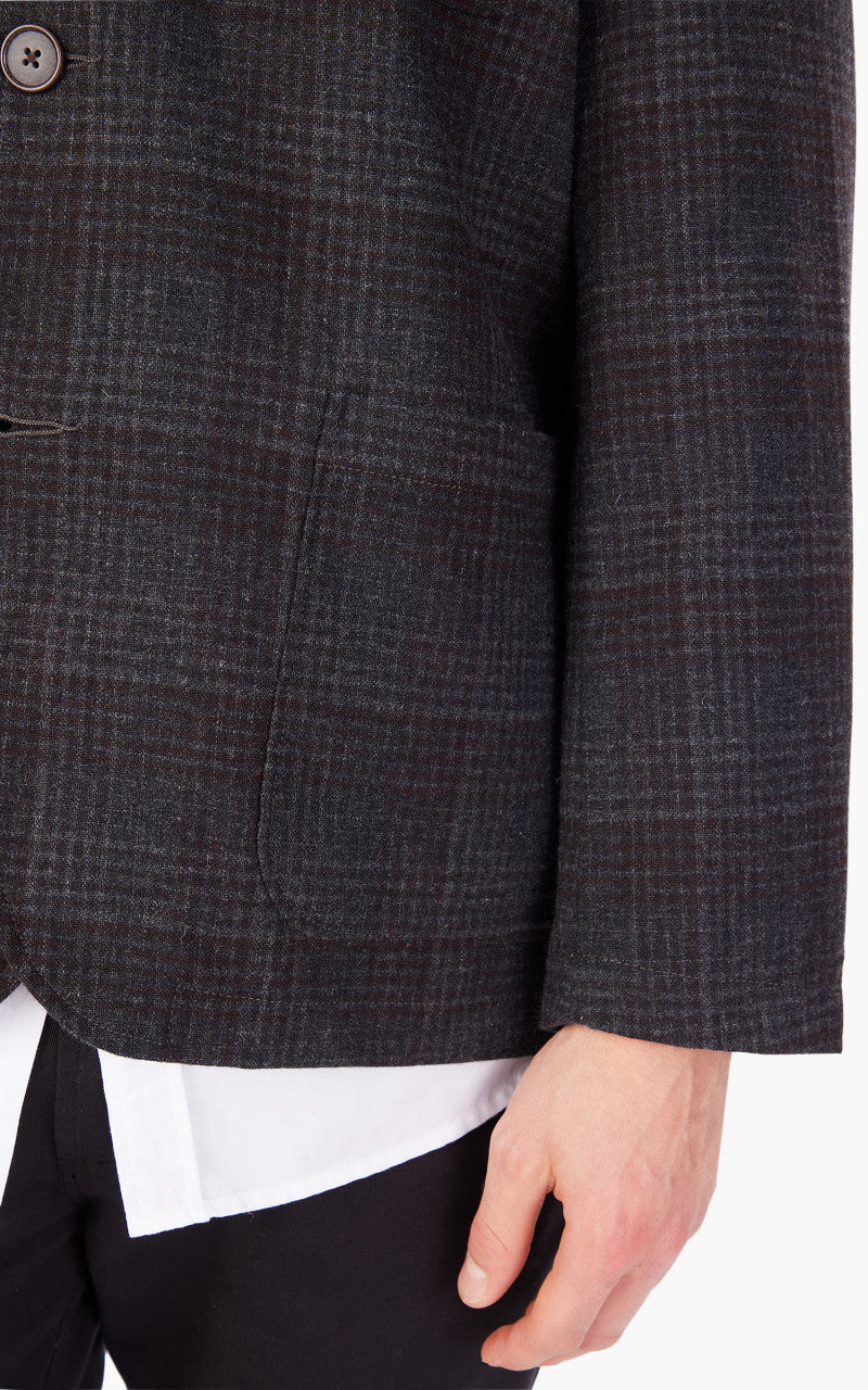 Universal Works Three Button Jacket Reuse Wool Mix Charcoal