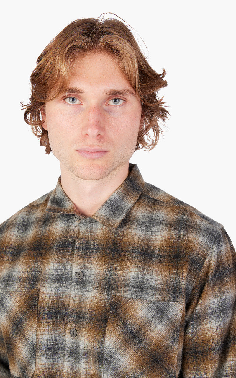 Universal Works Work Shirt Flannel Brown Check