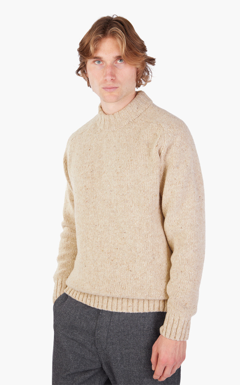 Universal Works Vincent Turtle Neck Lambswool Fleck Stone