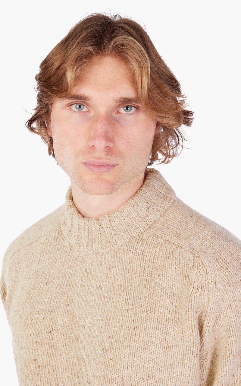 Universal Works Vincent Turtle Neck Lambswool Fleck Stone