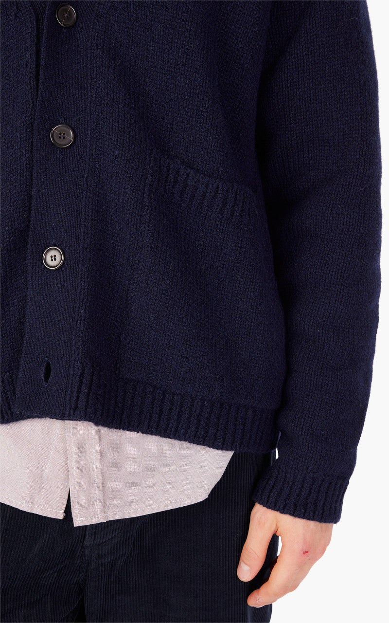 Universal Works Langdale Cardigan Eco Wool Navy