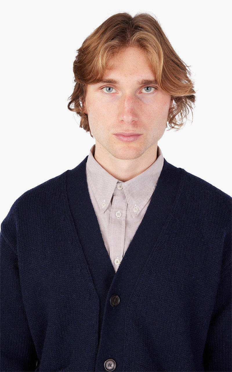Universal Works Langdale Cardigan Eco Wool Navy