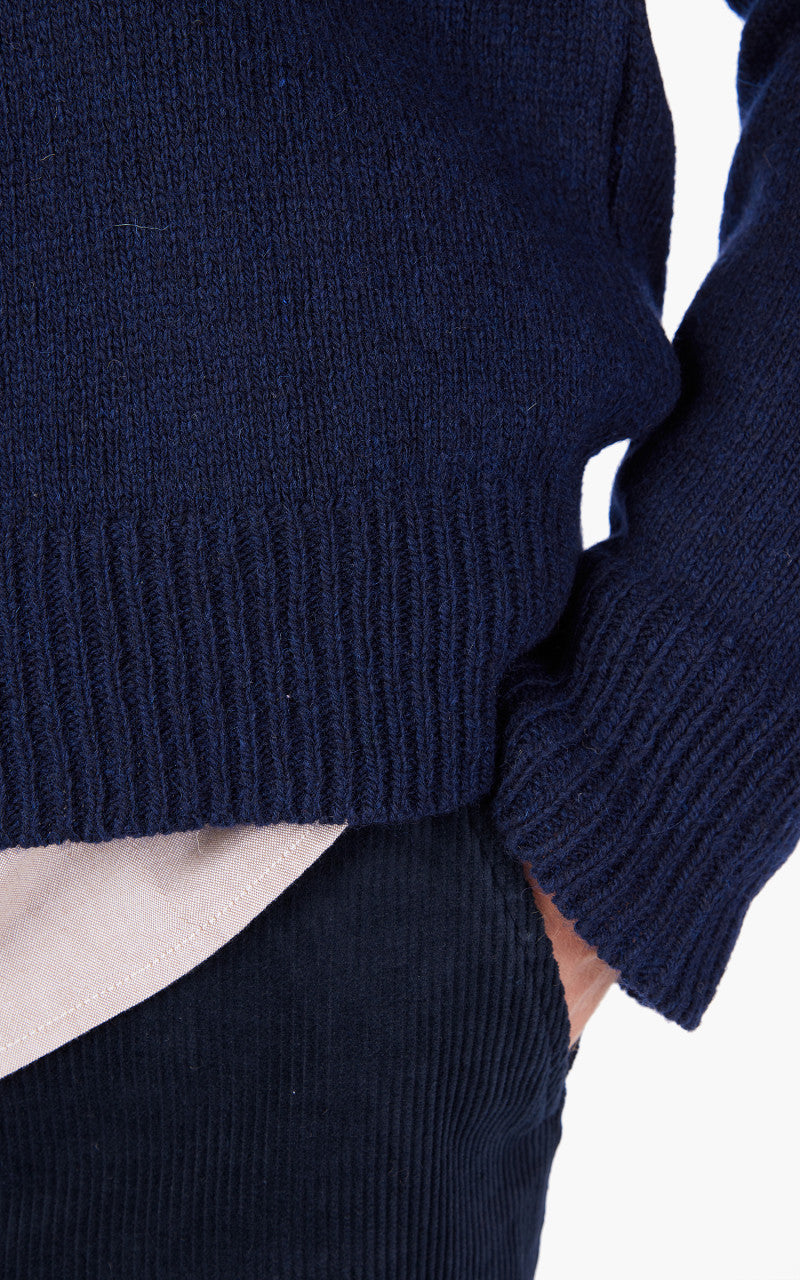 Universal Works V Neck Sweater Eco Wool Navy