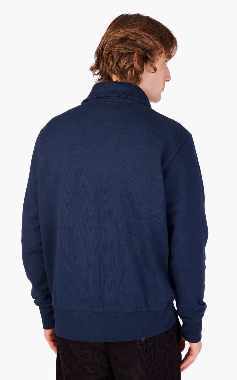 Universal Works Half Zip Sweatshirt Brushback Navy