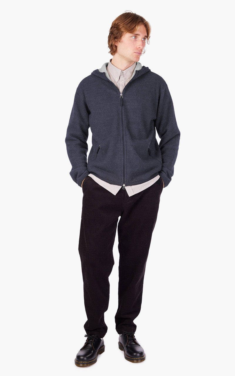 Universal Works Surfer Hoodie Wool Cotton Knit Blue