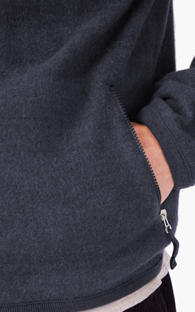 Universal Works Surfer Hoodie Wool Cotton Knit Blue