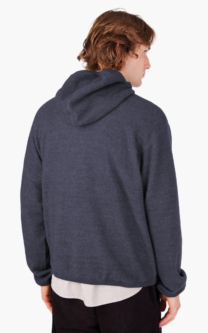 Universal Works Surfer Hoodie Wool Cotton Knit Blue