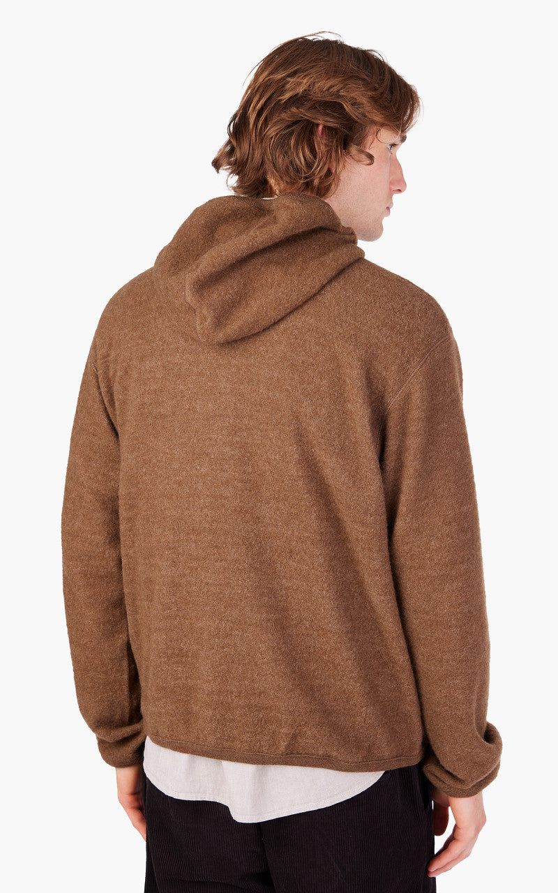 Universal Works Surfer Hoodie Wool Cotton Knit Brown