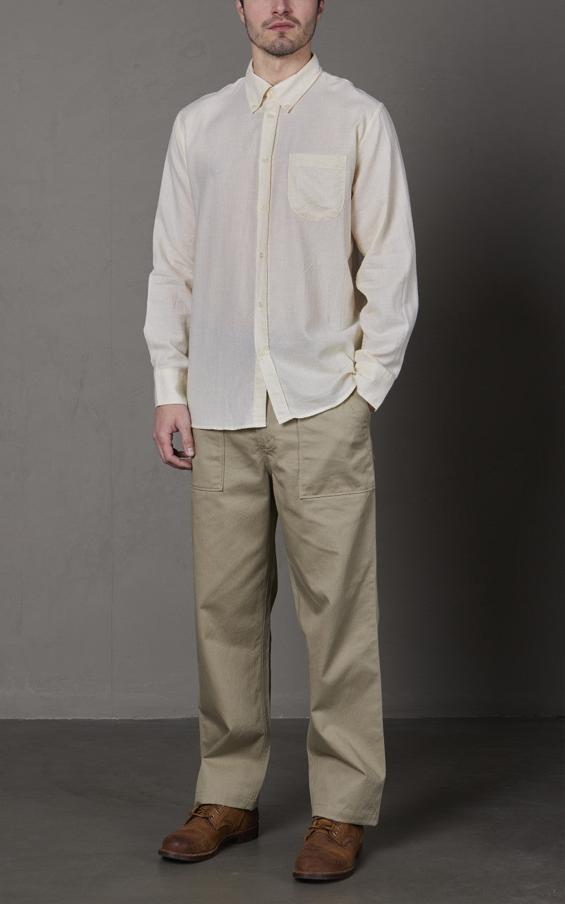 Universal Works Brushed Cotton Wool Daybrook Shirt Ecru