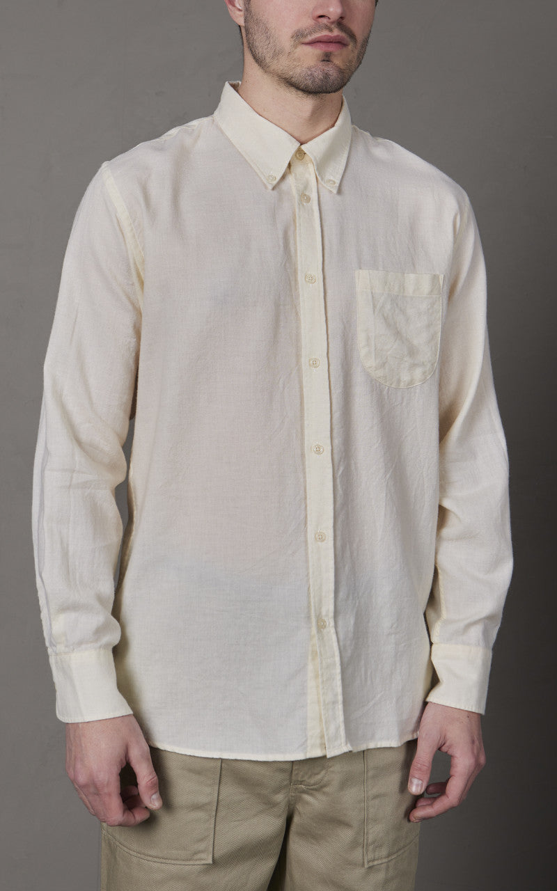 Universal Works Brushed Cotton Wool Daybrook Shirt Ecru