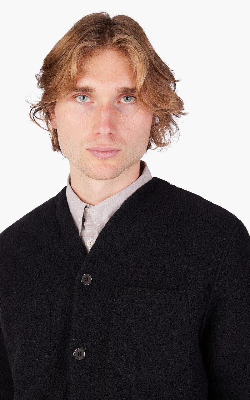 Universal Works Cardigan Wool Fleece Black