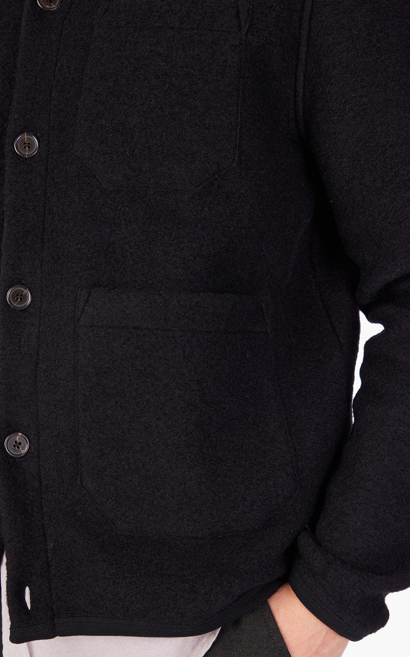 Universal Works Cardigan Wool Fleece Black