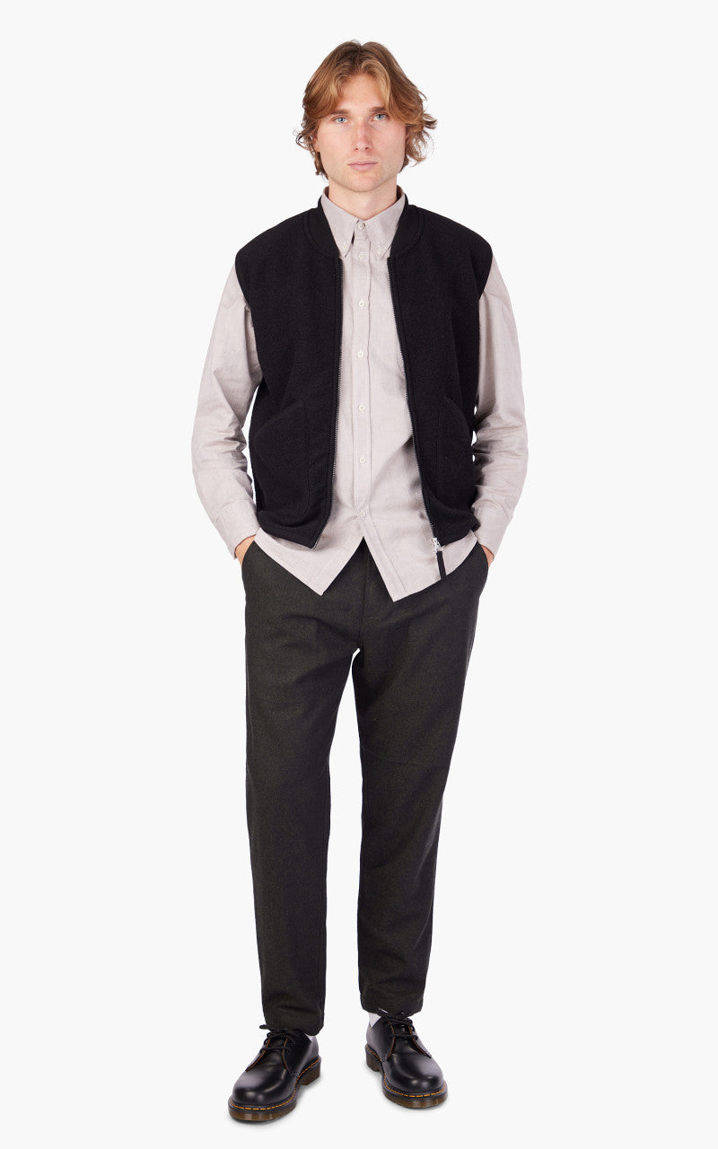 Universal Works Zip Waistcoat Wool Fleece Black