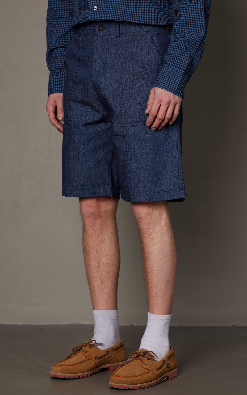 Universal Works Fatigue Short Atlantic Denim Indigo