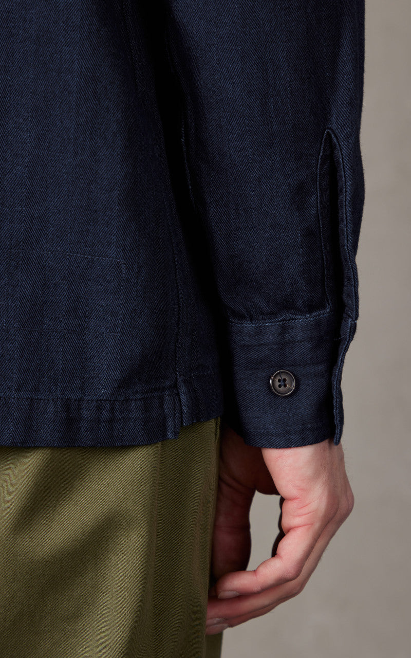 Universal Works L/S Utility Shirt Herringbone Denim Indigo