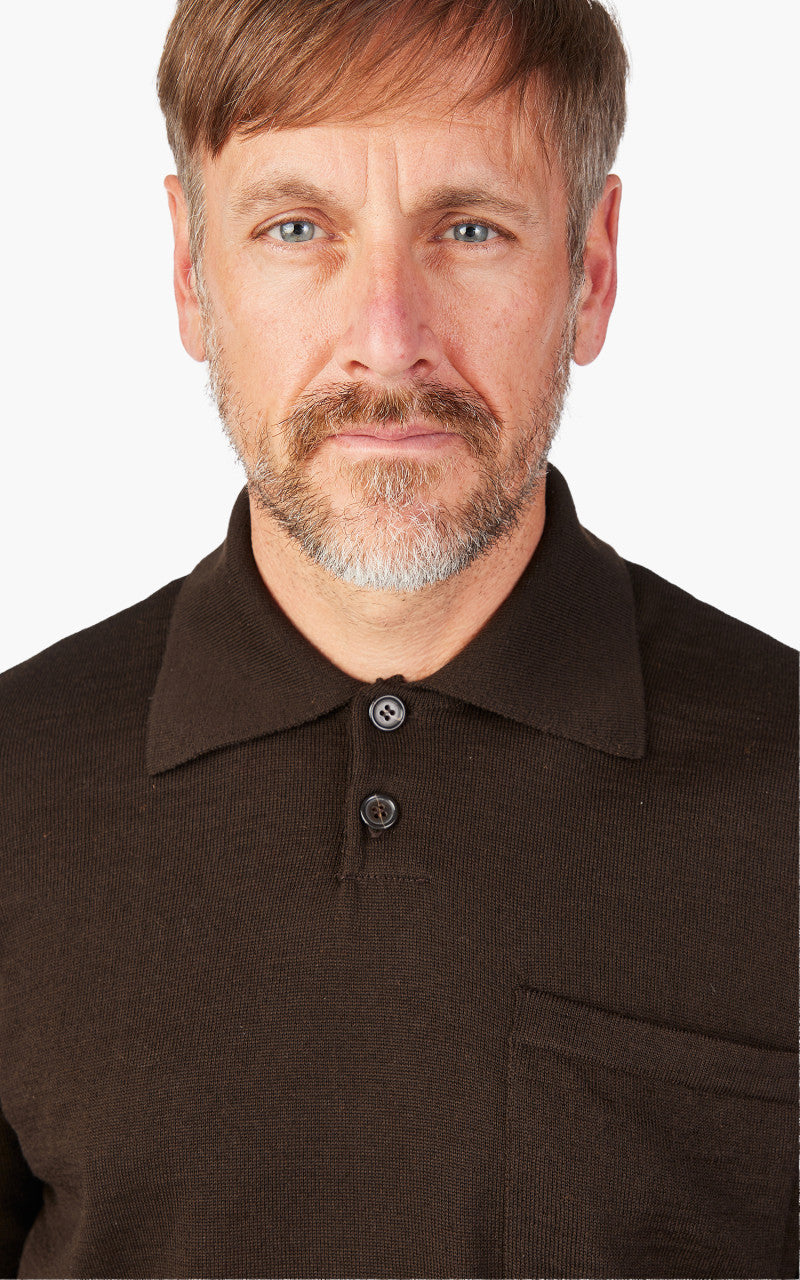 Universal Works Loose Polo Merino Knit Brown
