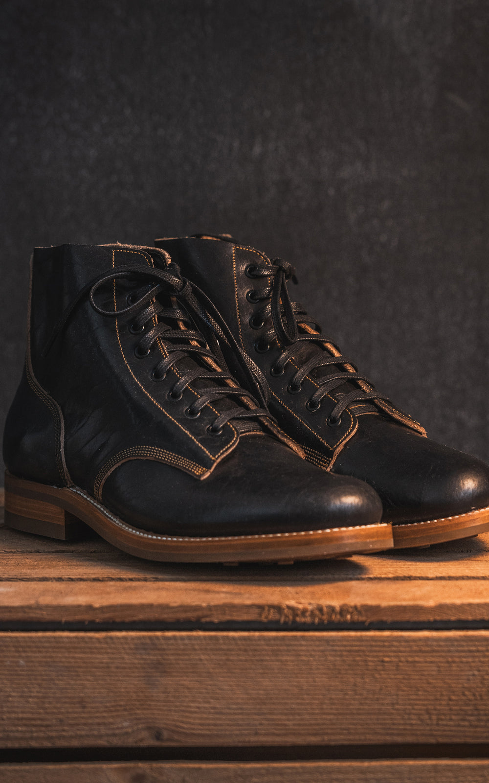 Unmarked Boondocker Boots Almost Antique Black Bison