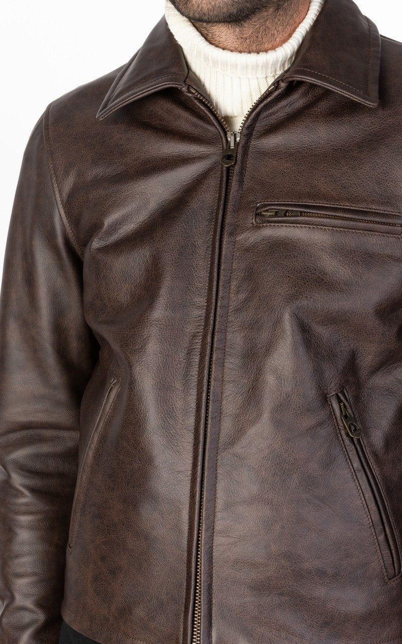 Shangri-La Heritage Varenne Leather Jacket Brown