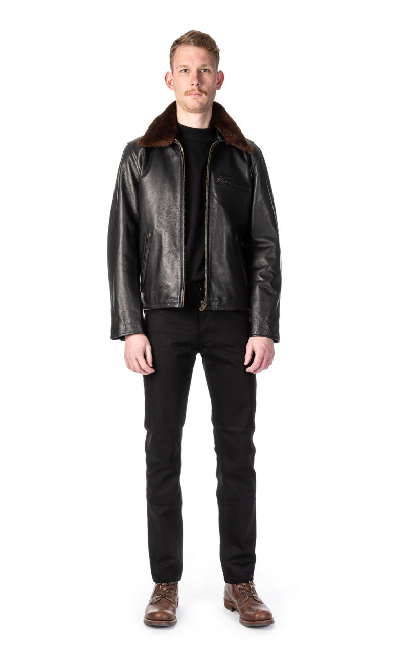 Shangri-La Heritage Varenne Fur Collar Leather Jacket Black