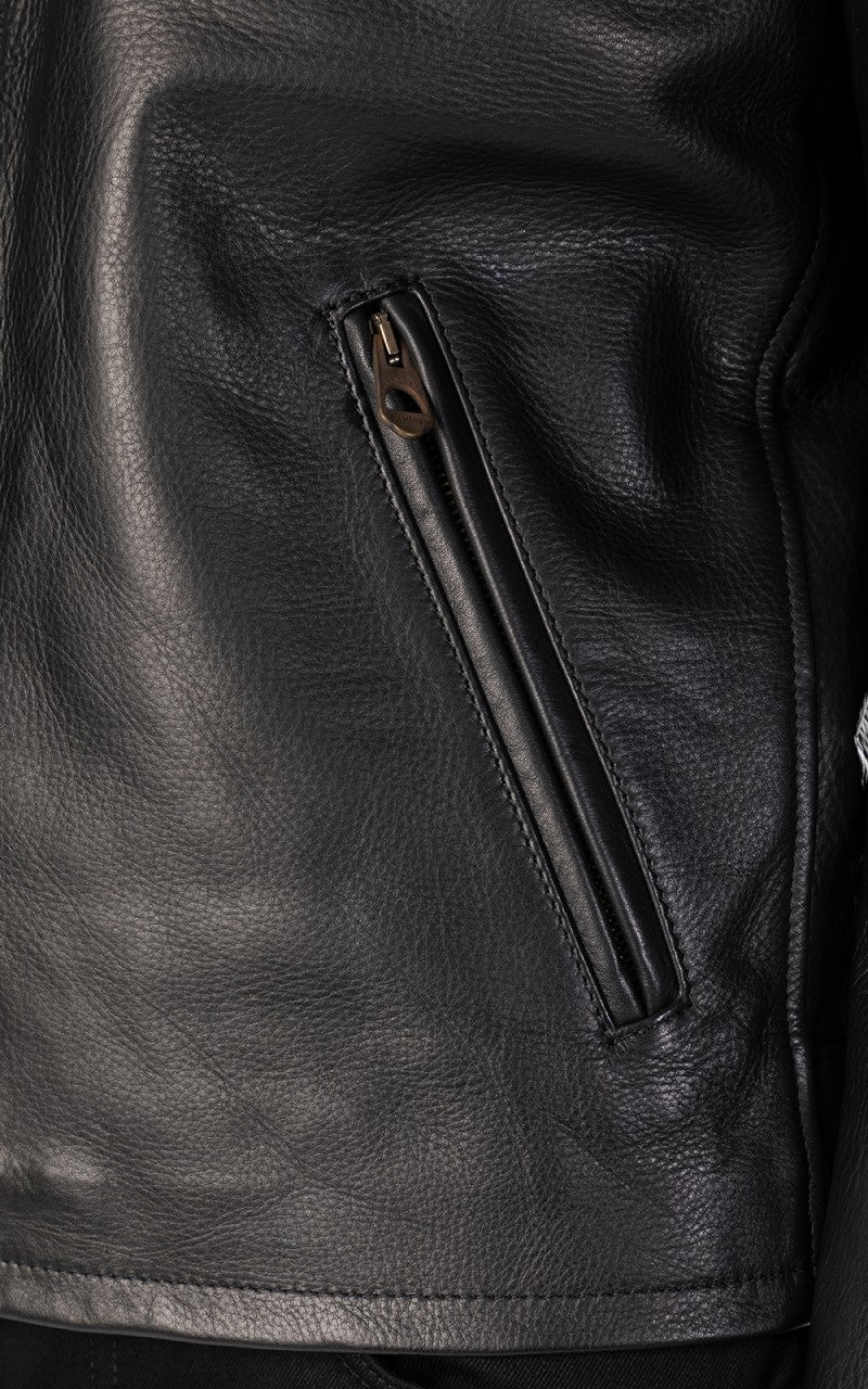 Shangri-La Heritage Varenne Fur Collar Leather Jacket Black