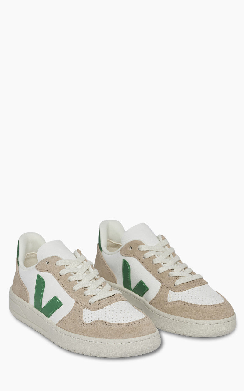 Veja W V-10 Chromefree Leather Extra White/Emeraude/Sahara