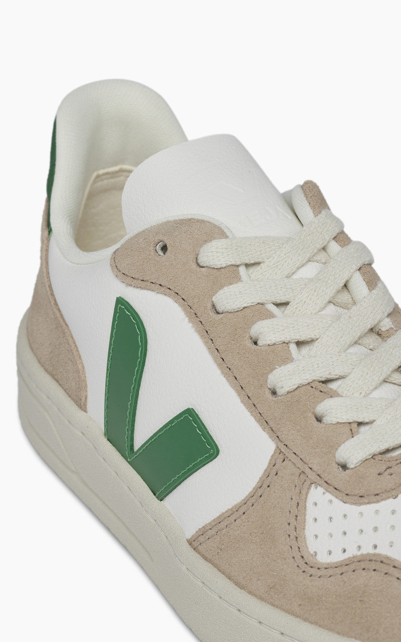 Veja W V-10 Chromefree Leather Extra White/Emeraude/Sahara