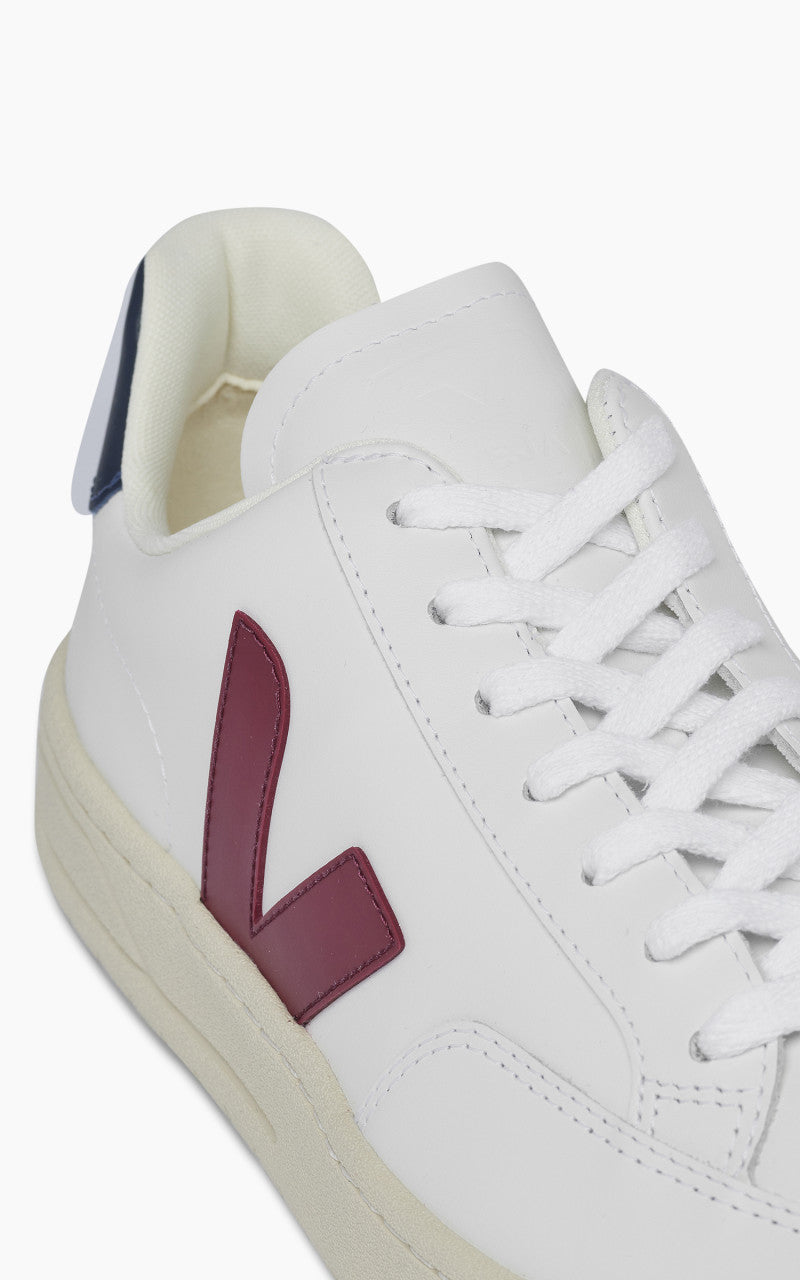 Veja V-12 Leather Extra White/Marsala/Natutico
