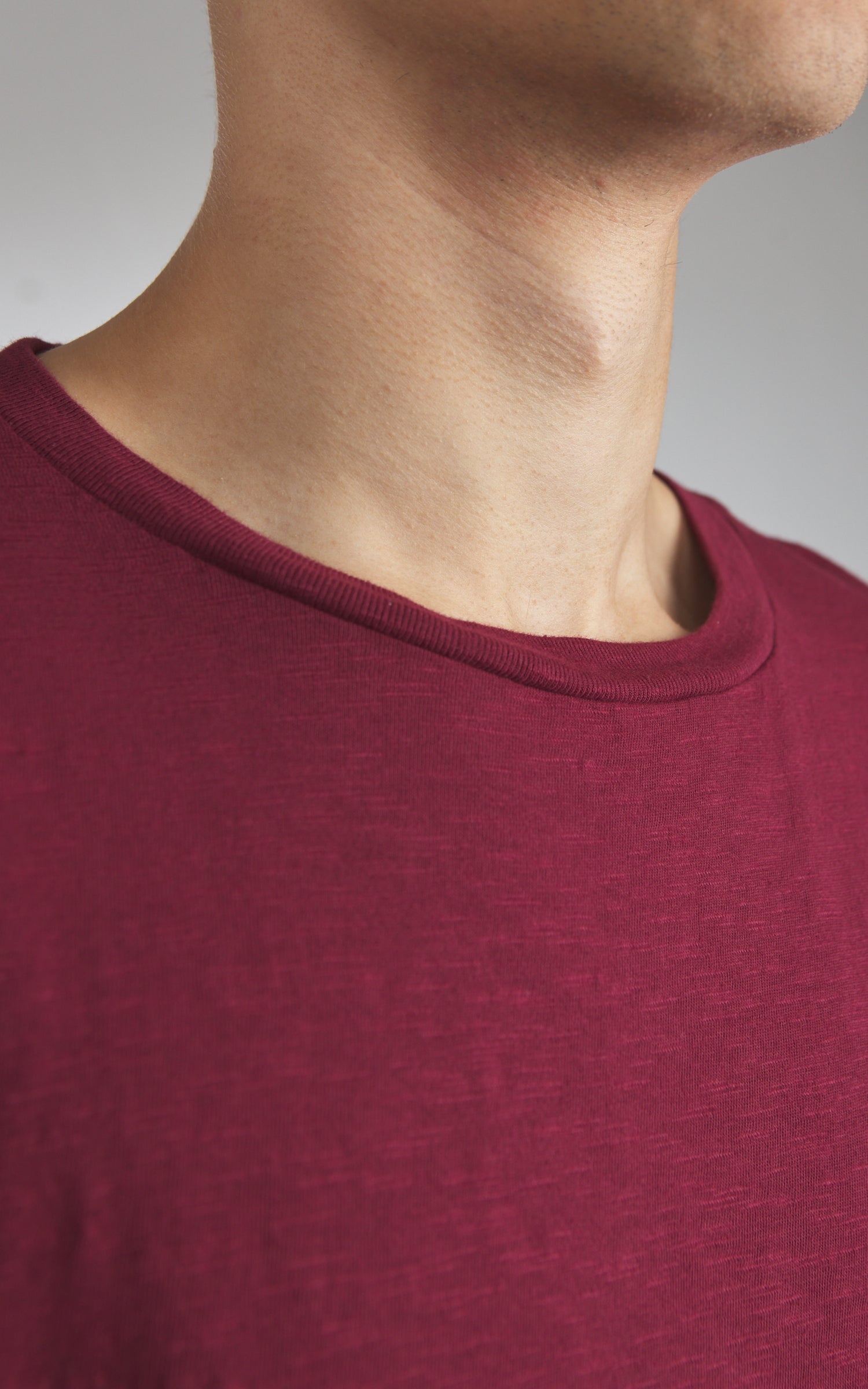 Velva Sheen Rolled Crew Neck Tee Burgundy