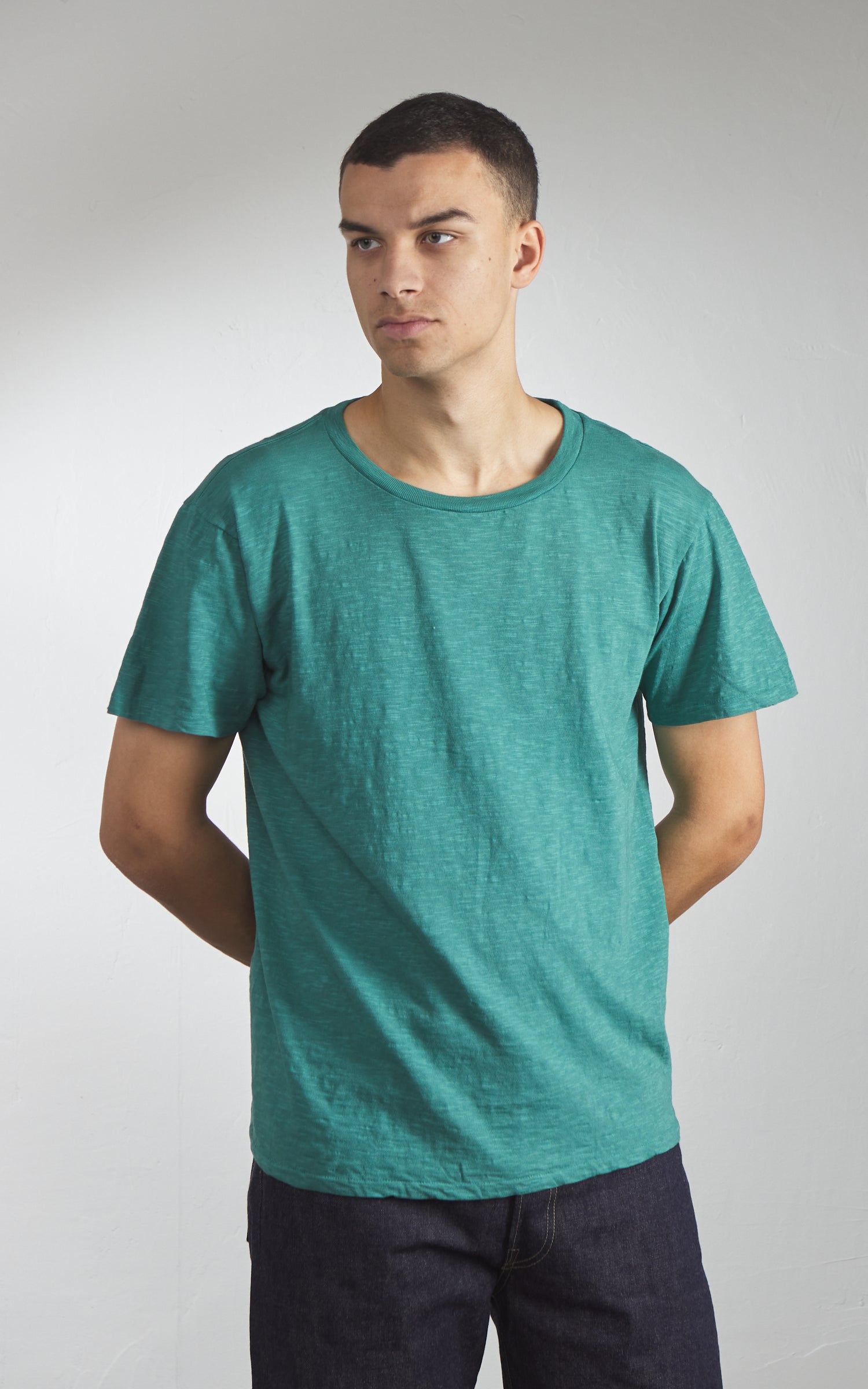 Velva Sheen Rolled Crew Neck Tee Foggy Green