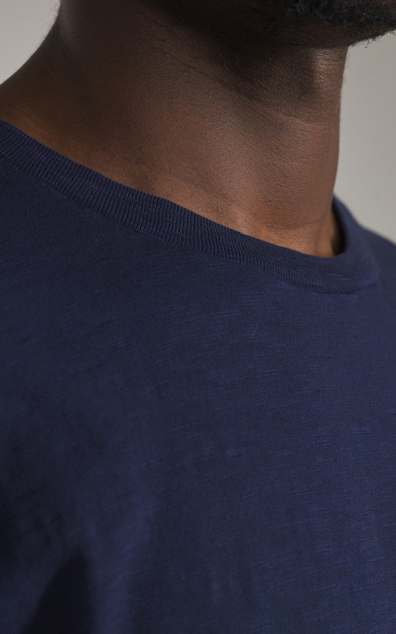 Velva Sheen Rolled Crew Neck Tee Navy