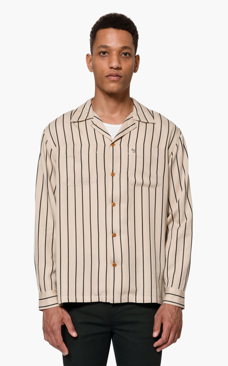 Nudie Jeans Vincent Fluid Stripe Cream