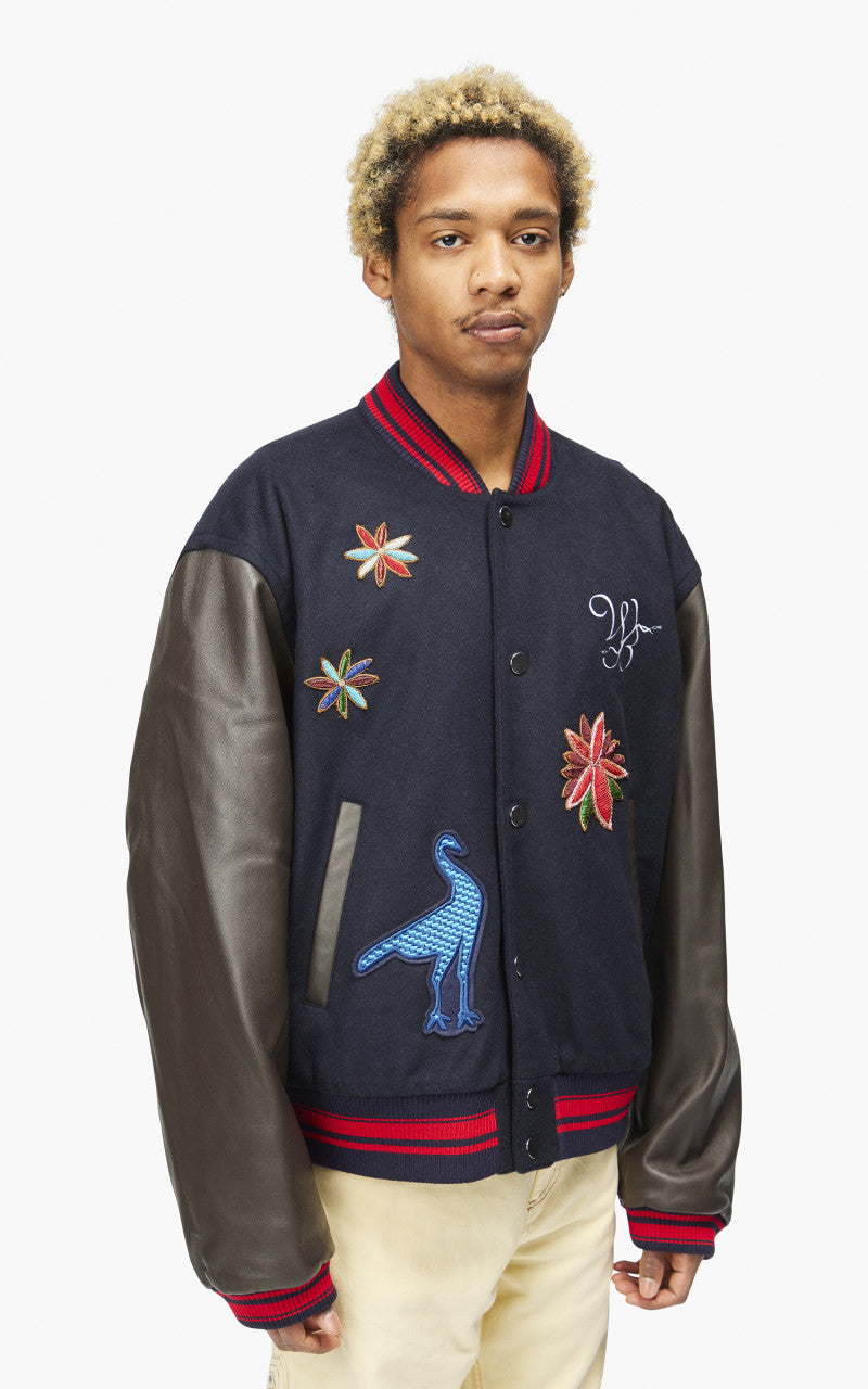 Wales Bonner Ascend Varsity Jacket Navy/Brown