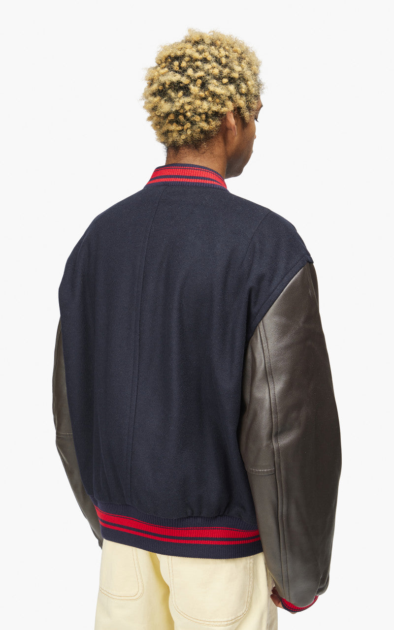 Wales Bonner Ascend Varsity Jacket Navy/Brown