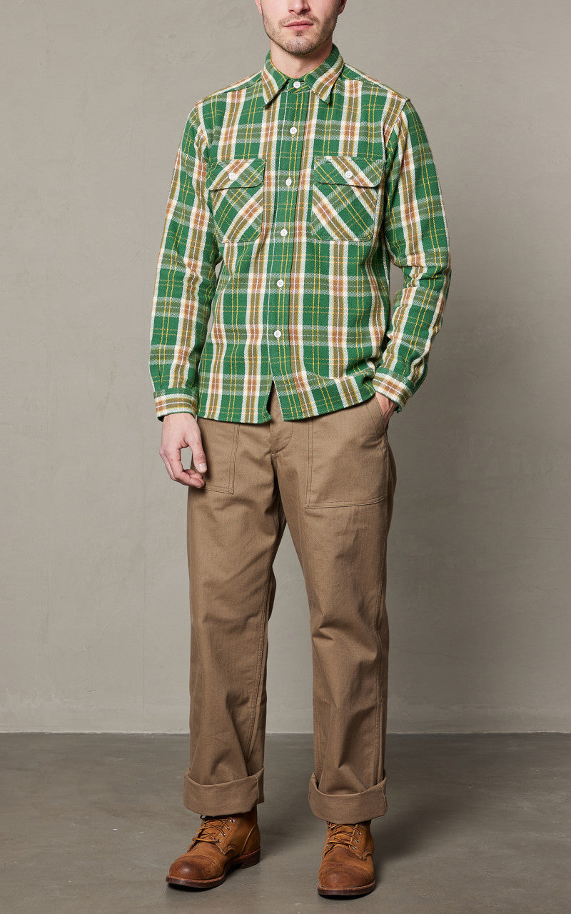 Warehouse & Co. Lot 3104 Flannel Shirt O/W Pattern C Green