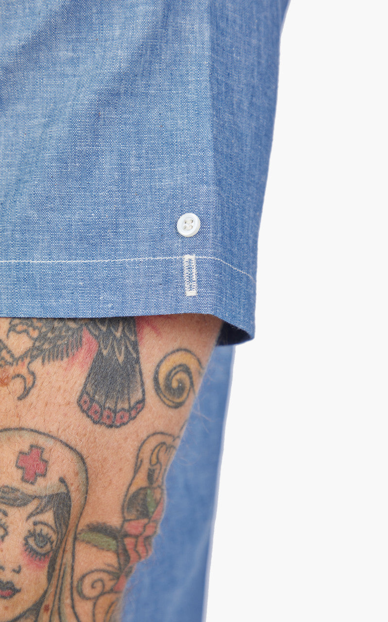 Warehouse & Co. Lot 3091 S/S Open Collar Shirt Chambray Blue