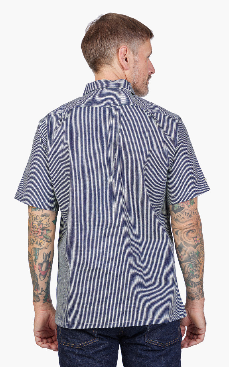Warehouse & Co. Lot 3091 S/S Open Collar Shirt Hickory Stripe