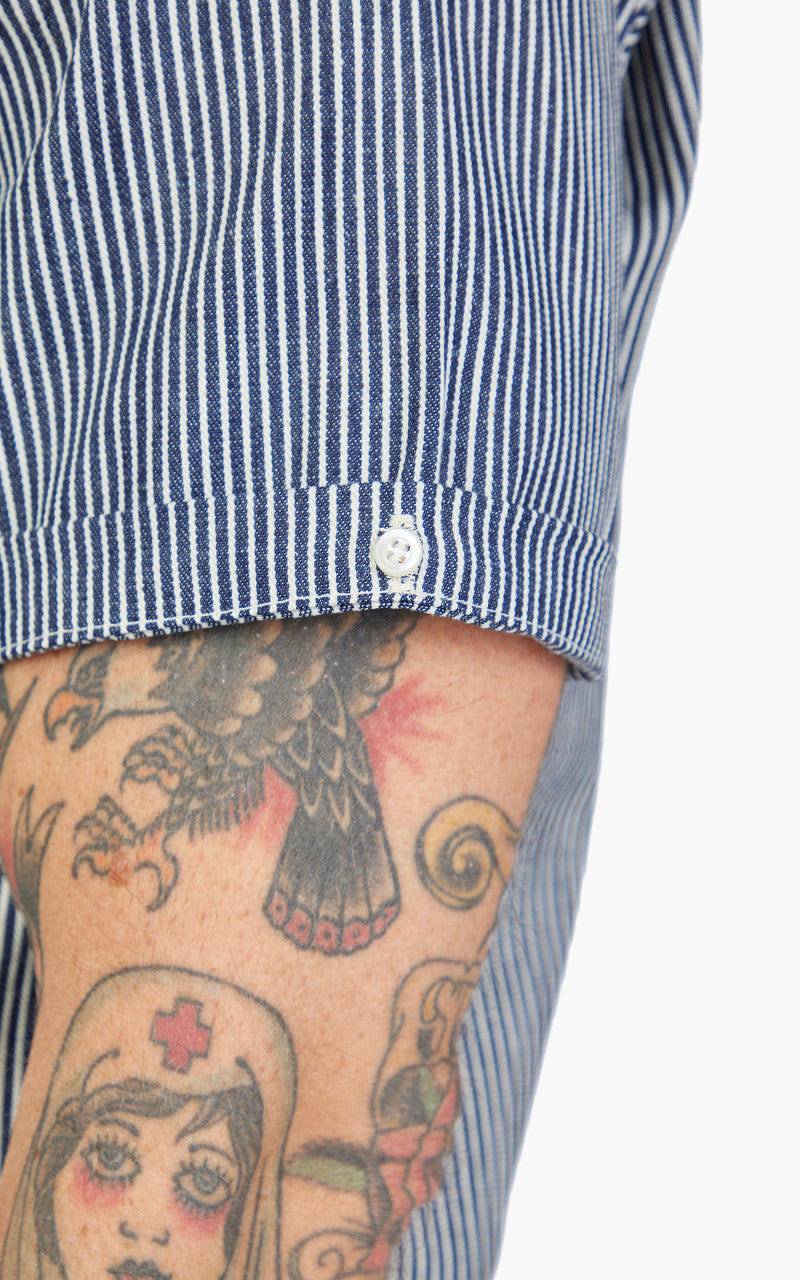 Warehouse & Co. Lot 3091 S/S Open Collar Shirt Hickory Stripe