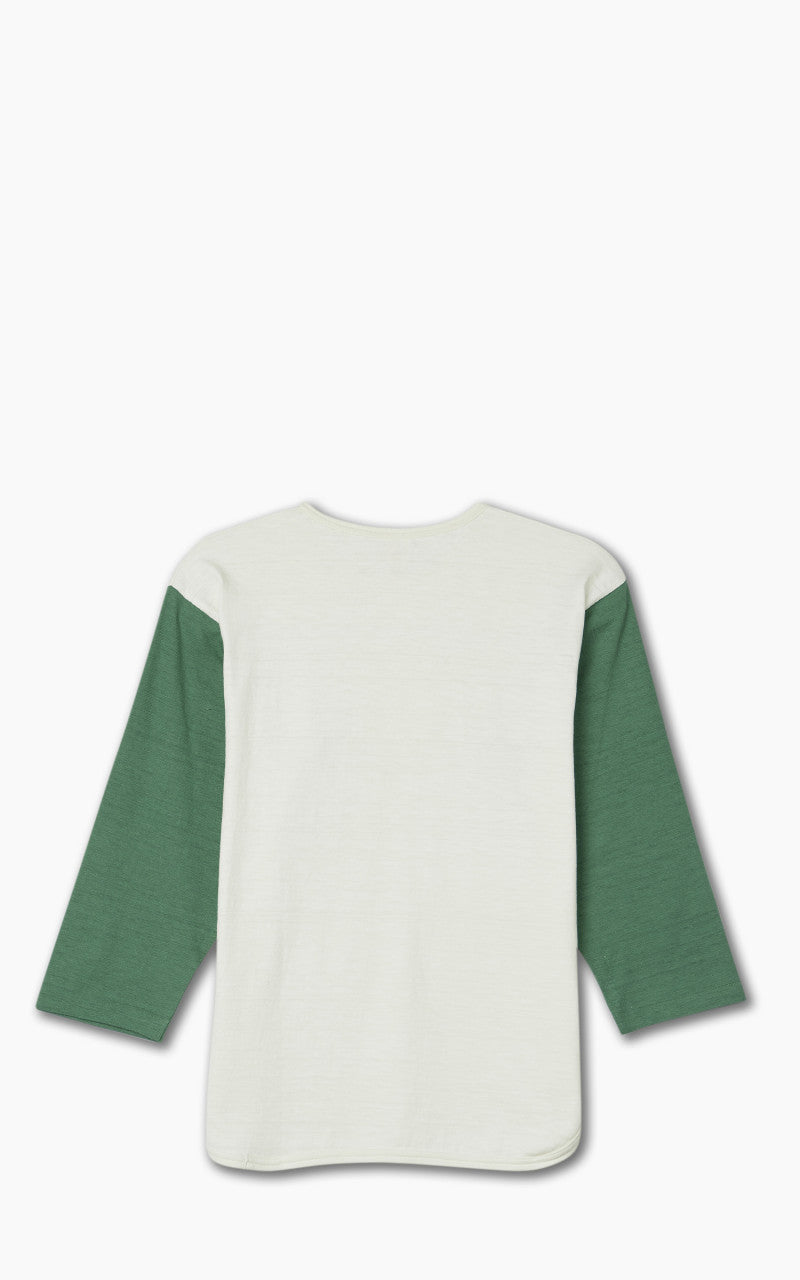 Warehouse & Co. Lot 4058 Three Quarter Baseball Henley T-Shirt Cream/Light Green